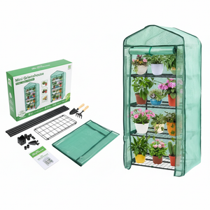 CONCETTA 4-Tier Mini & Portable Greenhouse with Wheels, Rust-Resistant Steel Frame, PVC Cover for Indoor or Outdoor Gardening