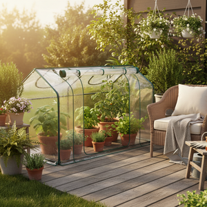 CONCETTA 4-Tier Mini & Portable Greenhouse with Wheels, Rust-Resistant Steel Frame, PVC Cover for Indoor or Outdoor Gardening