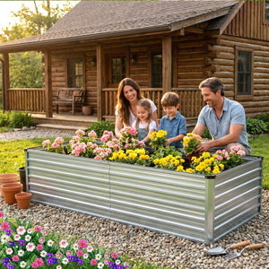 CONCETTA Metal Raised Garden Bed, 6x3x2ft Outdoor Planter Box, Raised Garden Beds for Planting Plants Vegetables, Flowers, Grey Silver