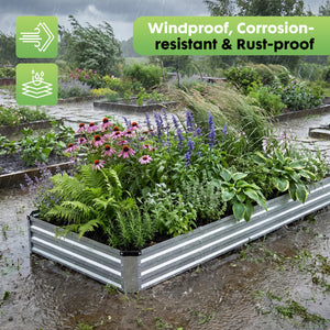 CONCETTA Galvanized Raised Garden Bed, Easy Assembly Outdoor Metal Planter Box, Rust-Resistant Steel Garden Bed for Vegetables, Flowers, Herbs