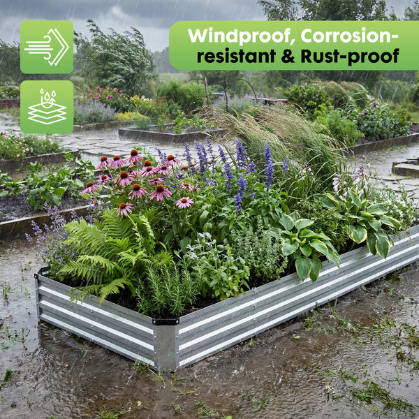 CONCETTA Galvanized Raised Garden Bed, Easy Assembly Outdoor Metal Planter Box, Rust-Resistant Steel Garden Bed for Vegetables, Flowers, Herbs