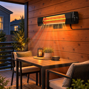 SHOUFTW Portable Infrared Outdoor & Indoor Space Heater, Remote Control Electric Wall/Ceiling Mounted for Patio Garage Commercial, Black