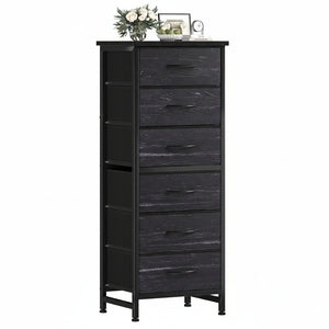 CONCETTA Tall Storage Dresser with 6 Fabric Drawers, Metal Frame with Cross Support Rods, Anti-Tip, Wood Top for Bedrooms, Offices and Compact Spaces