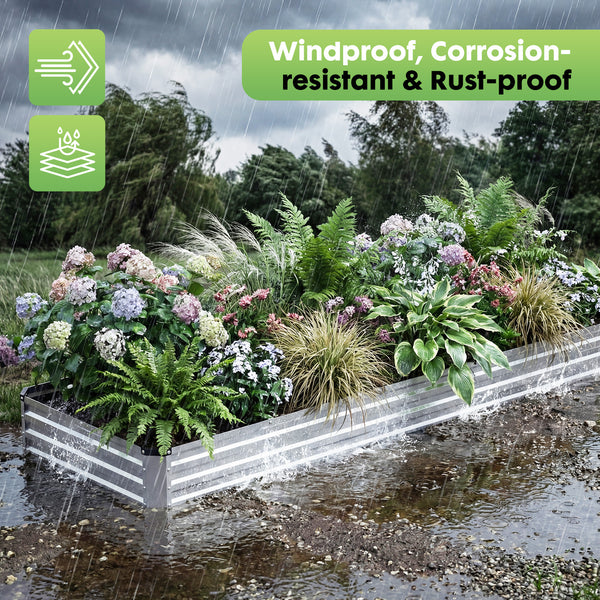 CONCETTA Galvanized Raised Garden Bed, Easy Assembly Outdoor Metal Planter Box, Rust-Resistant Steel Garden Bed for Vegetables, Flowers, Herbs