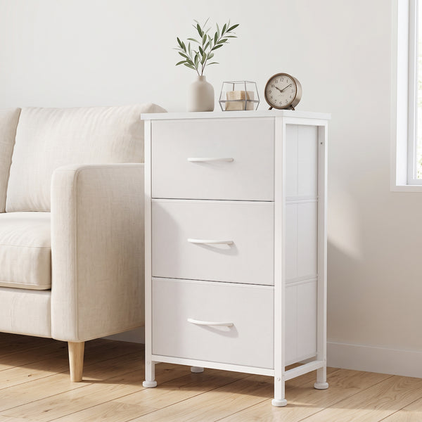 CONCETTA 3-Drawer Fabric Storage Dresser, Multipurpose Storage Chest with Steel Frame and Wooden Top, Space Saving Organizer for Bedroom, Closet, Home Office
