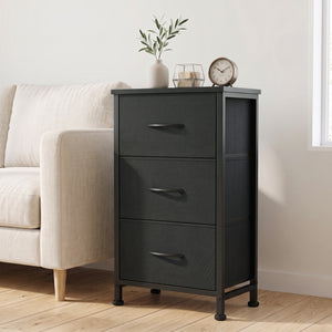 CONCETTA 3-Drawer Fabric Storage Dresser, Multipurpose Storage Chest with Steel Frame and Wooden Top, Space Saving Organizer for Bedroom, Closet, Home Office