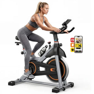 SHOUFTW Home Exercise Bike with APP Control, Magnetic Resistance Bike, Quiet Indoor Stationary Cycle 300lb Capacity