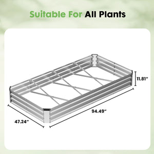 CONCETTA Galvanized Raised Garden Bed, Easy Assembly Outdoor Metal Planter Box, Rust-Resistant Steel Garden Bed for Vegetables, Flowers, Herbs