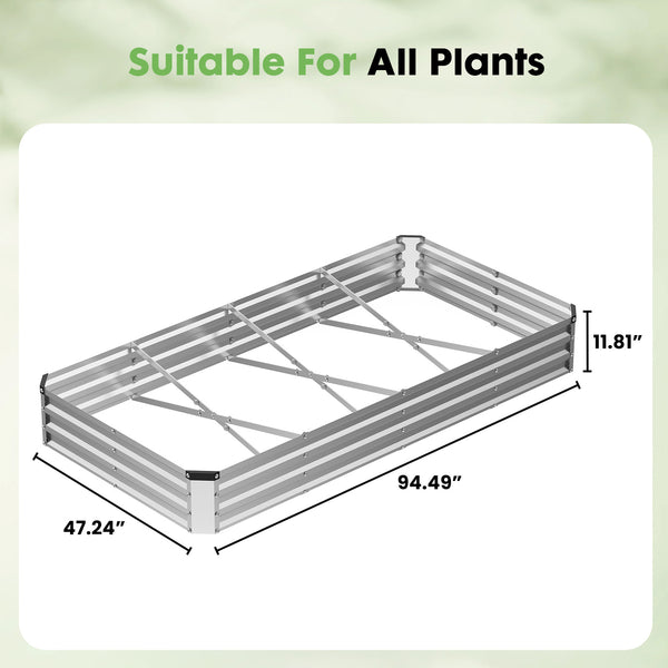 CONCETTA Galvanized Raised Garden Bed, Easy Assembly Outdoor Metal Planter Box, Rust-Resistant Steel Garden Bed for Vegetables, Flowers, Herbs