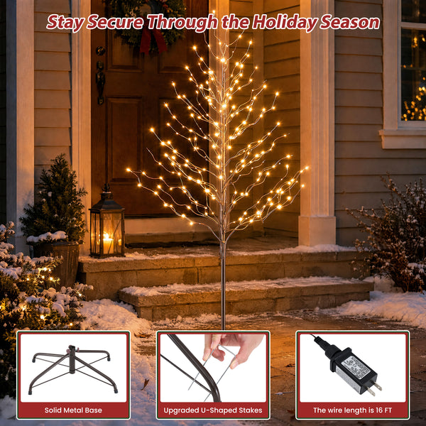 CONCETTA Lighted Star Tree, Christmas Tree with Warm White LED Lights, Adjustable Branches for Indoor Outdoor Yard Porch Decor