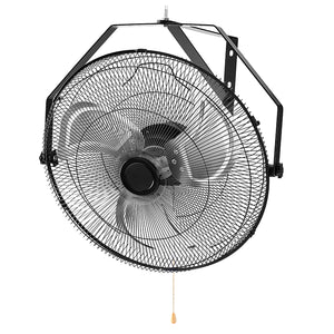 SHOUFTW Wall Mount Industrial Fan, Oscillating 3-Speed High Velocity Fan for Garage, Workshop, Warehouse, Black