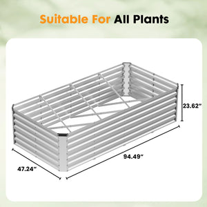 CONCETTA Galvanized Raised Garden Bed, Easy Assembly Outdoor Metal Planter Box, Rust-Resistant Steel Garden Bed for Vegetables, Flowers, Herbs