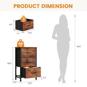 CONCETTA 3-Drawer Fabric Storage Dresser, Multipurpose Storage Chest with Steel Frame and Wooden Top, Space Saving Organizer for Bedroom, Closet, Home Office