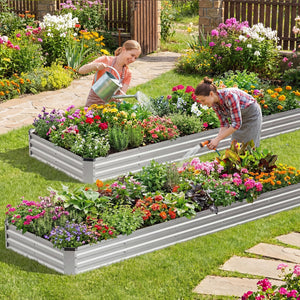 CONCETTA Galvanized Raised Garden Bed, Easy Assembly Outdoor Metal Planter Box, Rust-Resistant Steel Garden Bed for Vegetables, Flowers, Herbs