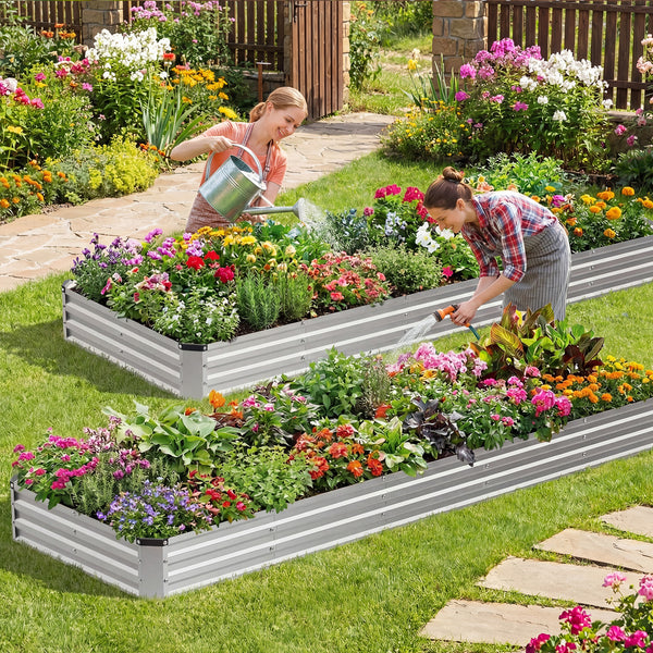 CONCETTA Galvanized Raised Garden Bed, Easy Assembly Outdoor Metal Planter Box, Rust-Resistant Steel Garden Bed for Vegetables, Flowers, Herbs