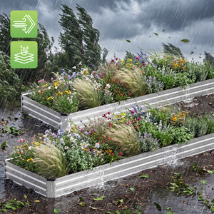 CONCETTA Galvanized Raised Garden Bed, Easy Assembly Outdoor Metal Planter Box, Rust-Resistant Steel Garden Bed for Vegetables, Flowers, Herbs