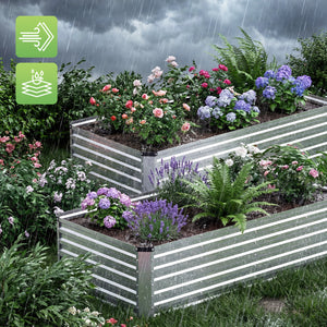 CONCETTA Galvanized Raised Garden Bed, Easy Assembly Outdoor Metal Planter Box, Rust-Resistant Steel Garden Bed for Vegetables, Flowers, Herbs