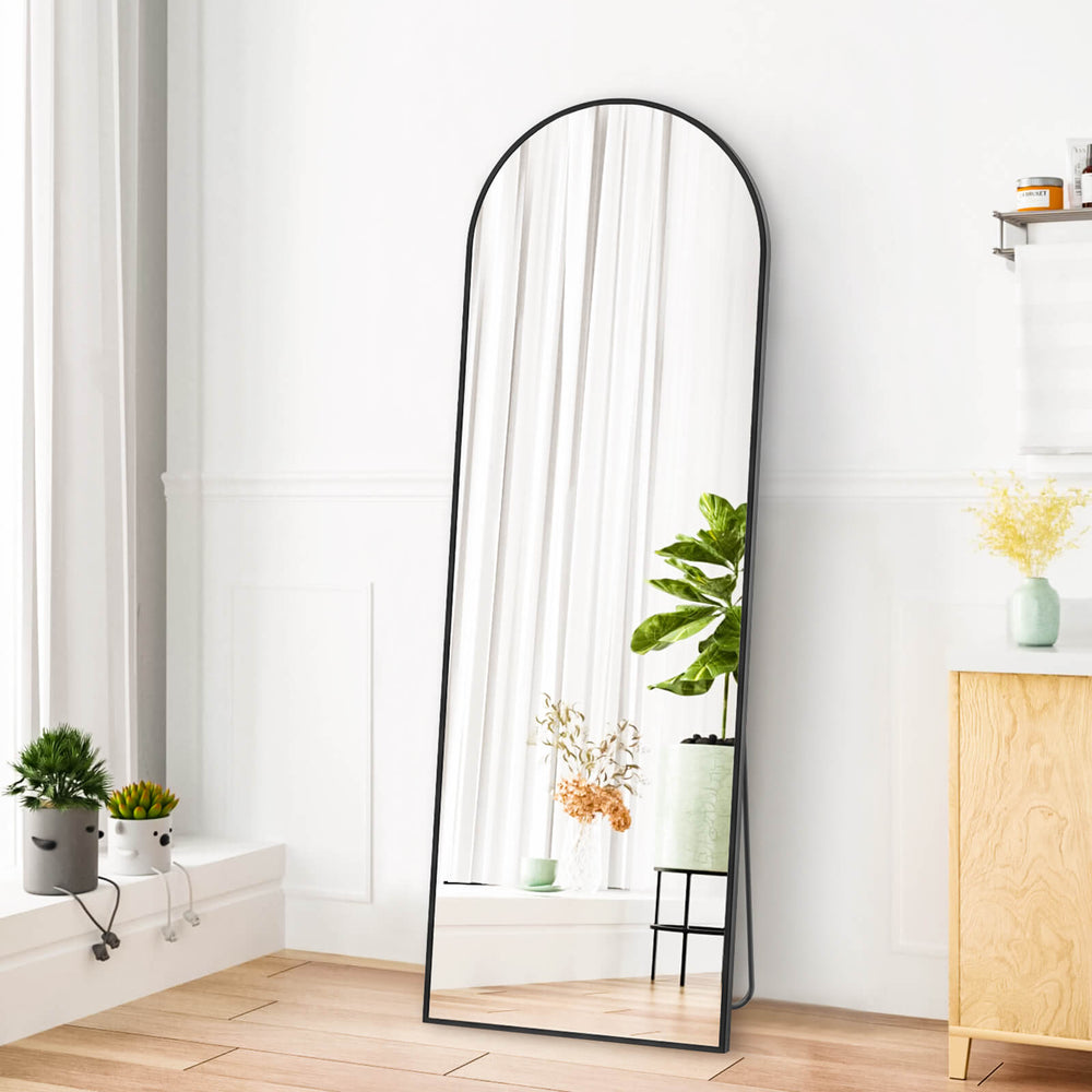 JOINSUN Floor Standing Mirror, Wall Mirror with Stand Aluminum Alloy Thin Frame