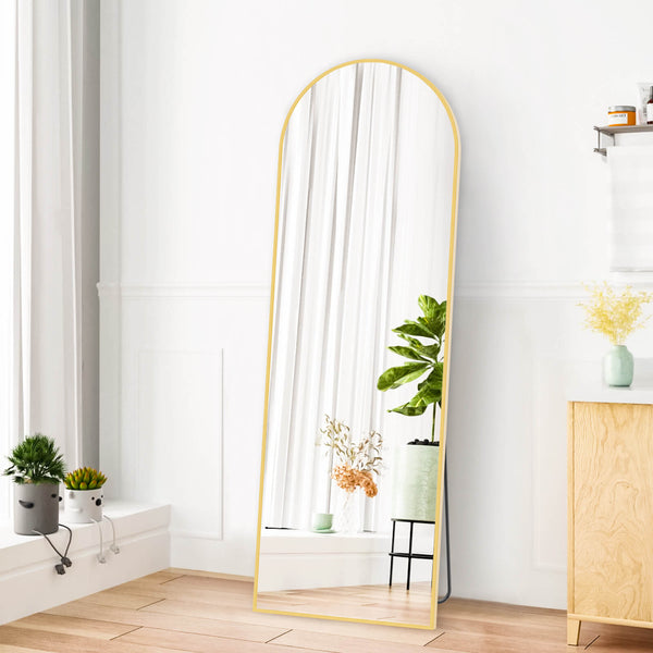 JOINSUN Floor Standing Mirror, Wall Mirror with Stand Aluminum Alloy Thin Frame