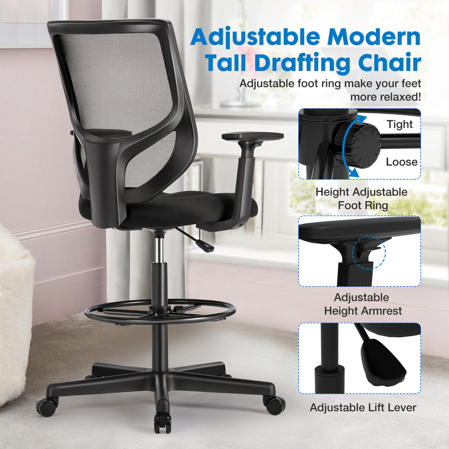 CONCETTA Tall Office Chair Tall Desk Chair with Adjustable Armrests