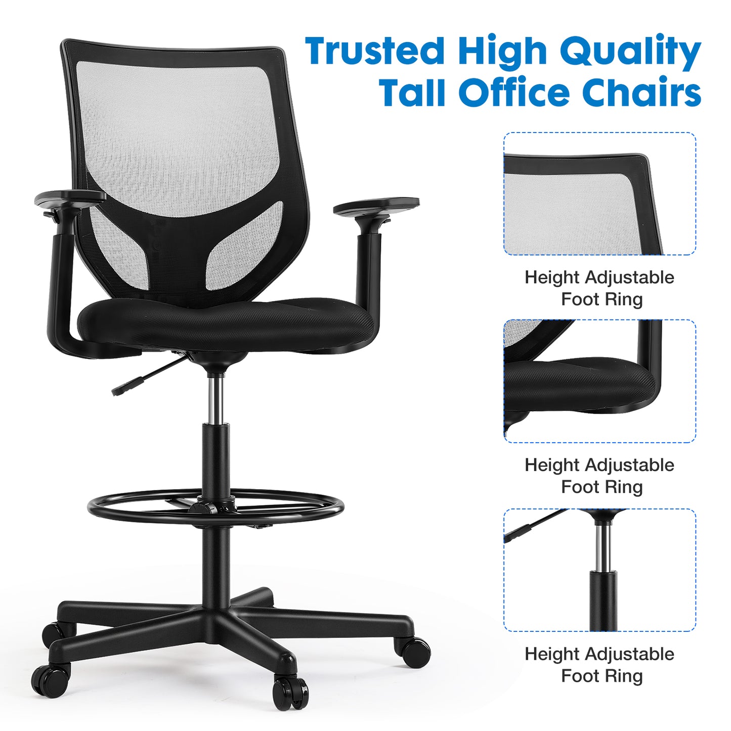 CONCETTA Tall Office Chair Tall Desk Chair with Adjustable Armrests