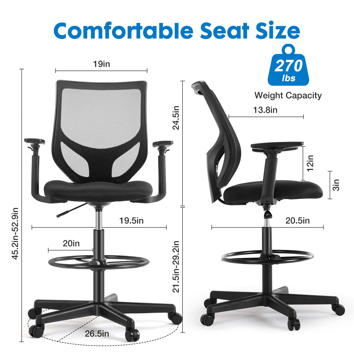 CONCETTA Tall Office Chair Tall Desk Chair with Adjustable Armrests