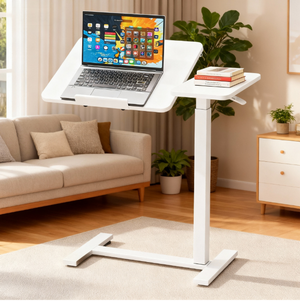 Small Standing Desk Rolling Table with Wheels, Portable Rolling Computer Table with Tilting Top, Adjustable Height Standing Workstation for Home Office, Bed, Sofa, Classroom