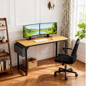 CONCETTA 40-47 Inch Computer Desk, Small Home Office Desk for Small Spaces, Study Writing Table for Students & Kids, Modern Simple Style Workstation with Metal Frame for Bedroom, Office