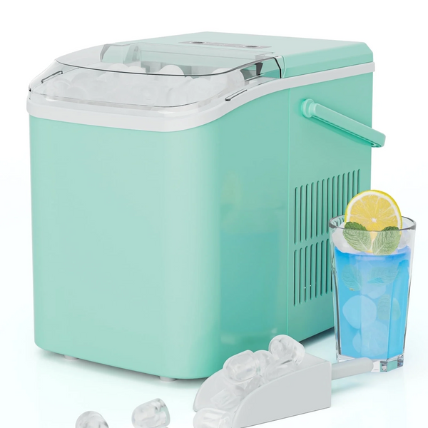 CONCETTA Portable Ice Maker Machine, 26.5 lb/Day Ice, Two Ice Sizes, Self-Cleaning Function, Compact Countertop Ice Maker with Ice Scoop & Basket