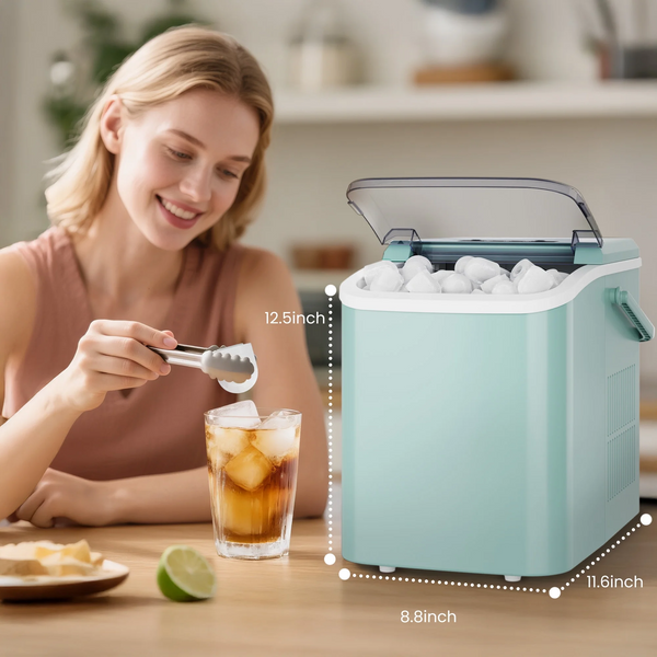 CONCETTA Portable Ice Maker Machine, 26.5 lb/Day Ice, Two Ice Sizes, Self-Cleaning Function, Compact Countertop Ice Maker with Ice Scoop & Basket