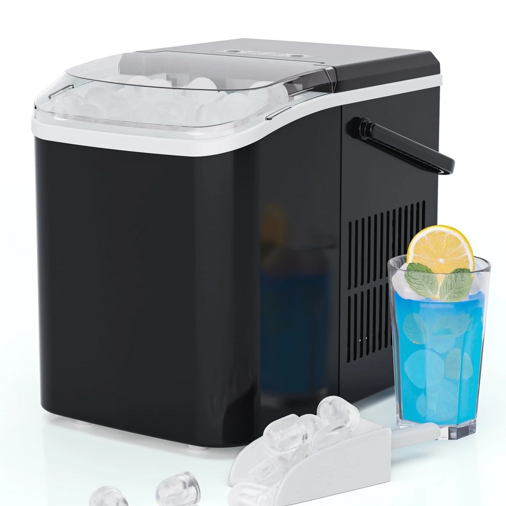 CONCETTA Portable Ice Maker Machine, 26.5 lb/Day Ice, Two Ice Sizes, Self-Cleaning Function, Compact Countertop Ice Maker with Ice Scoop & Basket