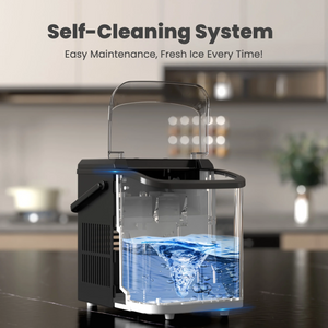 CONCETTA Portable Ice Maker Machine, 26.5 lb/Day Ice, Two Ice Sizes, Self-Cleaning Function, Compact Countertop Ice Maker with Ice Scoop & Basket