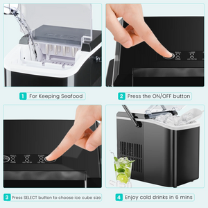 CONCETTA Portable Ice Maker Machine, 26.5 lb/Day Ice, Two Ice Sizes, Self-Cleaning Function, Compact Countertop Ice Maker with Ice Scoop & Basket