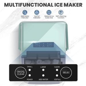 CONCETTA Portable Ice Maker Machine, 26.5 lb/Day Ice, Two Ice Sizes, Self-Cleaning Function, Compact Countertop Ice Maker with Ice Scoop & Basket