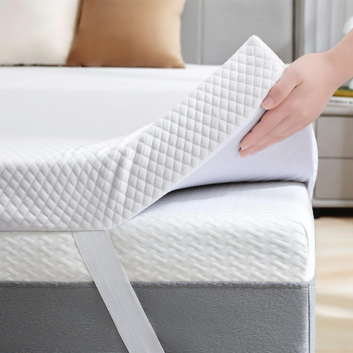CONCETTA Gel Memory Foam Mattress Topper Full Size, Bed Topper with Removable Soft Cover, White