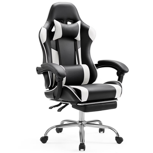 CONCETTA Gaming Chair Ergonomic Office Chair With Foot Rest, Big And Tall Executive Desk Chair With Lumbar Support, Padded Arms, Computer Chair For Home Office, Bedroom