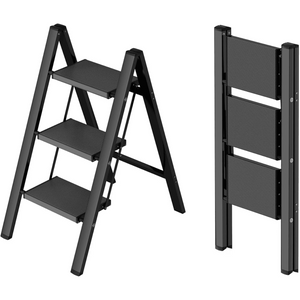 CONCETTA Aluminum alloy Step Ladder, Folding Step Stool with Anti-Slip Pedal, Lightweight Portable Ladder for Home, Workplace, 330lbs Capacity