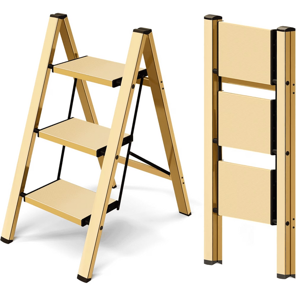CONCETTA Aluminum alloy Step Ladder, Folding Step Stool with Anti-Slip Pedal, Lightweight Portable Ladder for Home, Workplace, 330lbs Capacity