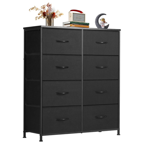 CONCETTA Tall Dresser Fabric Storage Tower with 8 Fabric Bins Drawers,Wooden Top for Living Room, Closet, Entryway, Bedroom