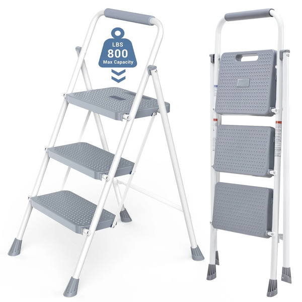 CONCETTA Step Ladder, Folding Step Stool with Anti-Slip Pedal, Lightweight Portable Ladder for Home, Workplace, 800lbs Capacit