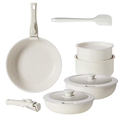 CONCETTA 12Pcs Pots and Pans Set-Nonstick Kitchen Cookware, with Detachable Handle, Induction Cookware, Dishwasher Oven Safe