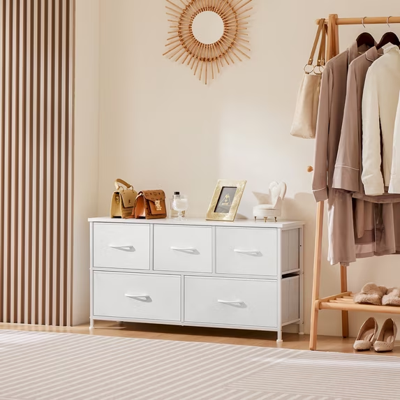 CONCETTA Dresser for Bedroom, Storage Drawers, Fabric Storage Tower with 5 Drawers