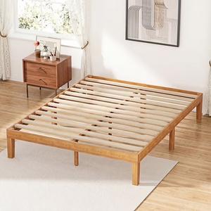 CONCETTA 12 inch Natural Pine Platform Bed Frame, Wood Slat Support, No Box Spring Required, Twin/Full/Queen/King Size