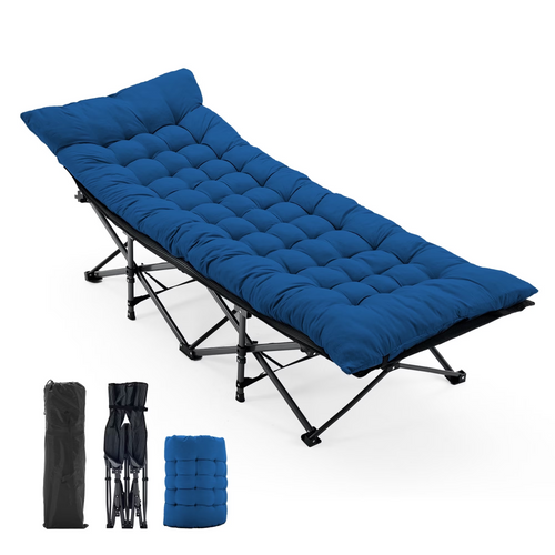 SHOUFTW 28 Inch Camping Cot Extra Wide, Heavy-Duty 1200D Oxford Fabric Sleeping Cot, Portable Folding Camp Bed with Mat and Carry Bag