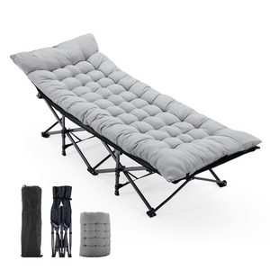 SHOUFTW 28 Inch Camping Cot Extra Wide, Heavy-Duty 1200D Oxford Fabric Sleeping Cot, Portable Folding Camp Bed with Mat and Carry Bag
