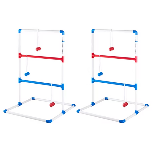 SHOUFTW Ladder Toss Game for Indoor & Outdoor Play, 6 Soft Rubber Bolos, Tangle-Free Ropes & Carry Case, Black