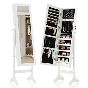 CONCETTA Jewelry Armoire Organizer with Mirror and LED Lights , Wall & Door Mounted Storage Cabinet