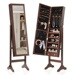 CONCETTA Jewelry Armoire Organizer with Mirror and LED Lights , Wall & Door Mounted Storage Cabinet