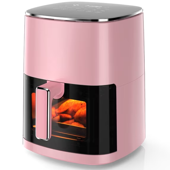 SHOUFTW Air Fryer 6 Quart Capacity with Window Square Air Fryer 12-in-1 Air Fry, Roast, Reheat, Dehydrate, Bake, Steam with 400F