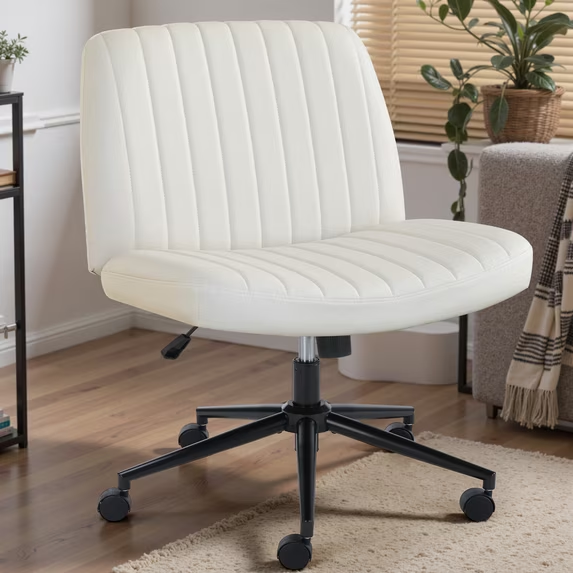 Cross-legged chair without armrests, with wheels, swivelling, height-adjustable vanity chair, office chair, can be used with fabric dresser